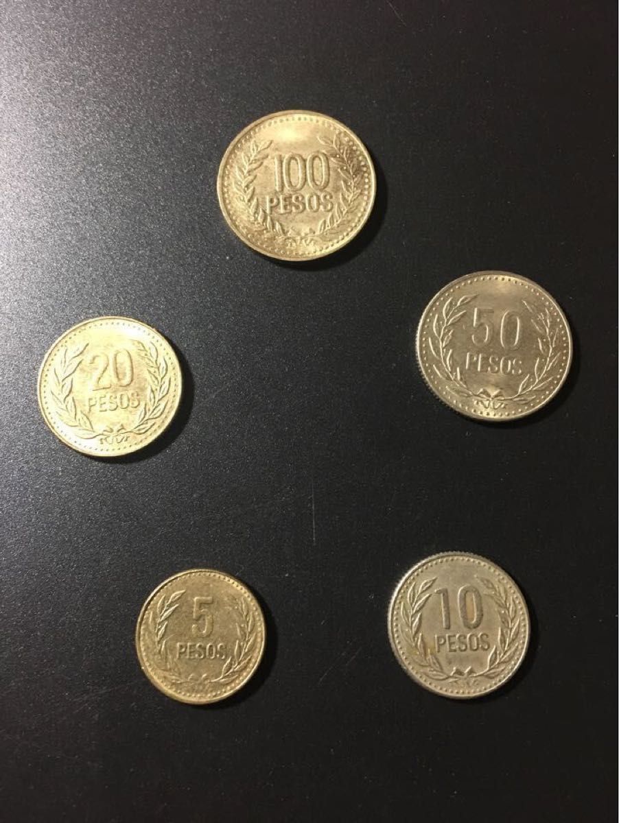 コロンビア　硬貨　コイン　5種5枚