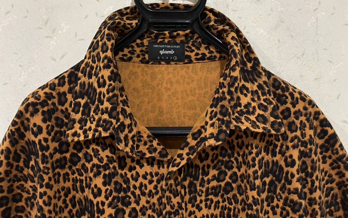 * gram glamb Leopard leopard print stretch long sleeve shirt tops large size 4 BJBC.H