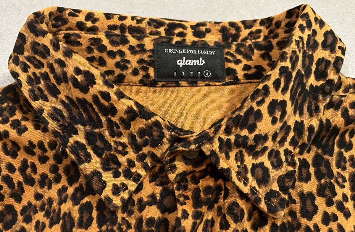 * gram glamb Leopard leopard print stretch long sleeve shirt tops large size 4 BJBC.H