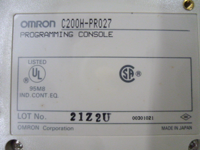 中古品 OMRON SYSMAC PROGRAMMING CONTROLLER C200H-PRO27 プログラミングコントローラー