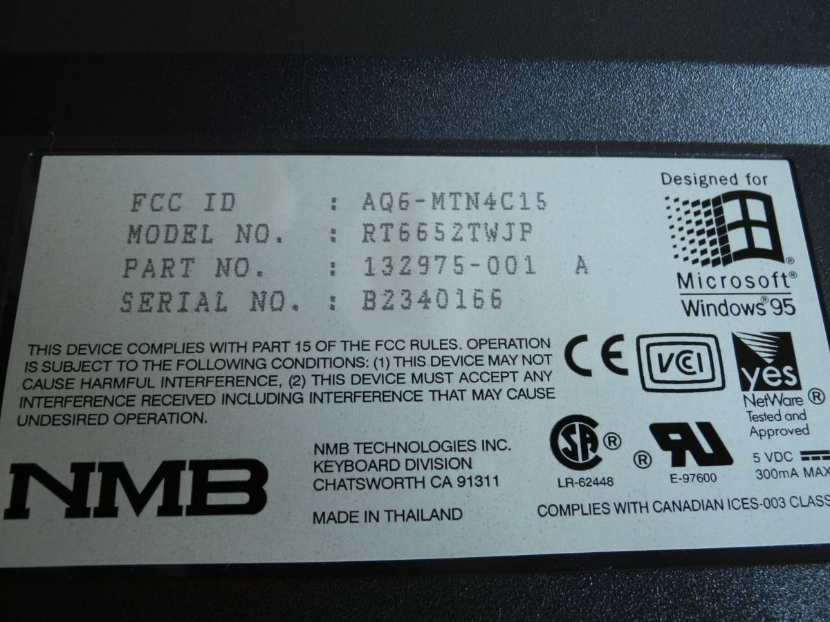 希少 未使用 NMB(ミネベア)製 原点 NMB CMI-6D4Y6/B 黒 ブラック PS/2接続 109日本語キーボード 日本製 NMB製コントロールIC 極上品の画像3