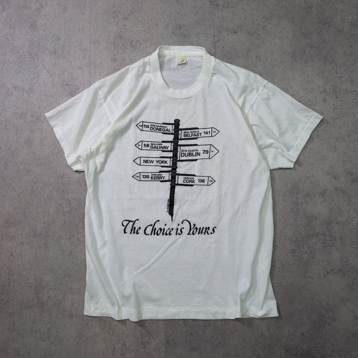 【80s(1986年) IRELAND製 JAGUAR SCREENSTARS Tシャツ L The choice is yours シングルステッチ】ビンテージ 古着