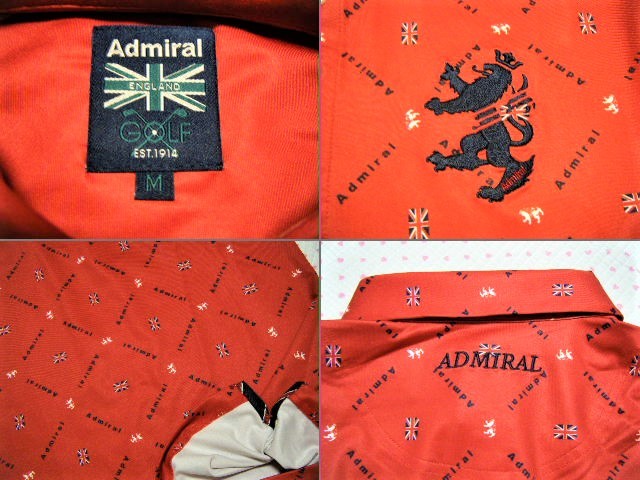 アドミラル　admiral　AD TECH FABRIC　ゴルフ用高機能ボタンダウンシャツ　赤色　サイズ M　吸水速乾/ストレッチ機能　定価 14,300円_画像7