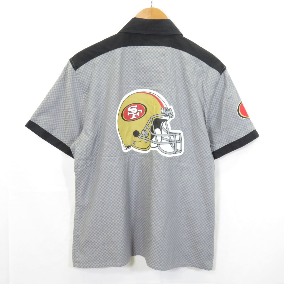 NFL 49ERS フラッグチェック ワークシャツ sizeM/サンフランシスコ・フォーティナイナーズ アメフト USA 古着 0804_画像4