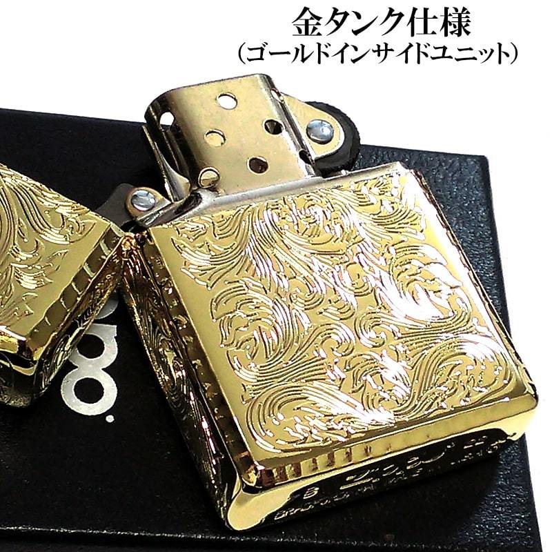 ZIPPO アーマー ５面繊細彫刻 アラベスク ジッポ ライター 中世模様 かっこいい ゴールド リューター加工 重厚 高級 ギフト 金タンク_画像3