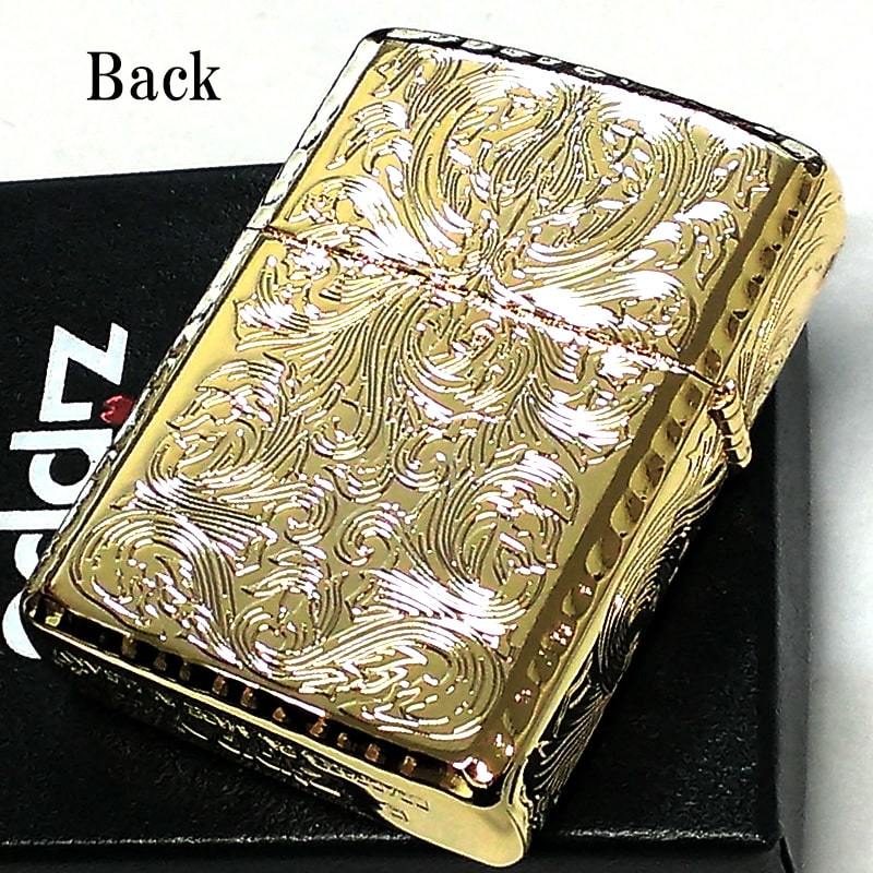 ZIPPO アーマー ５面繊細彫刻 アラベスク ジッポ ライター 中世模様 かっこいい ゴールド リューター加工 重厚 高級 ギフト 金タンク_画像2