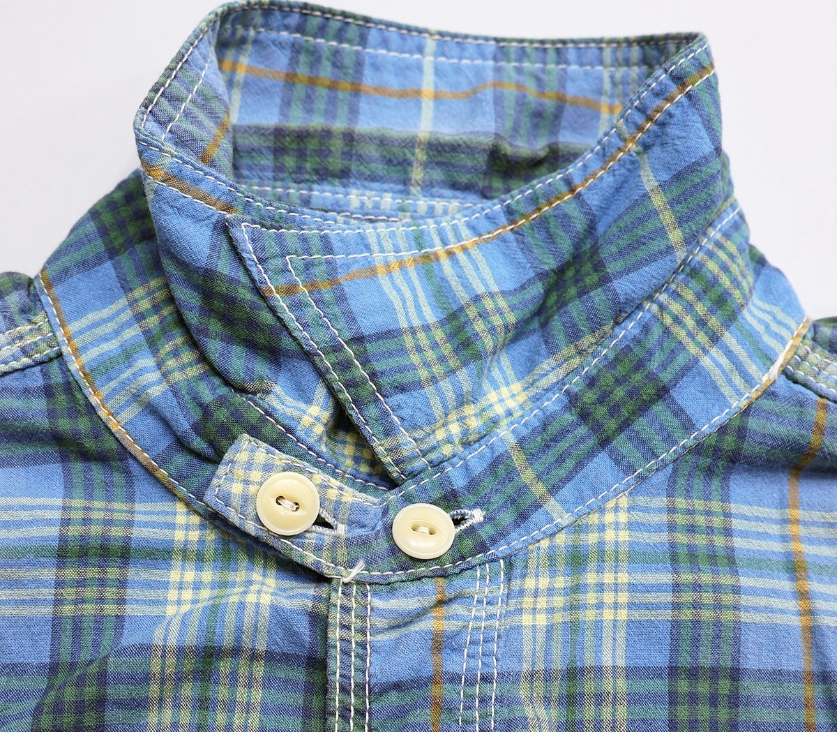 UES ( waste ) CHECK WORK SHIRT / check work shirt blue size 0(XS)