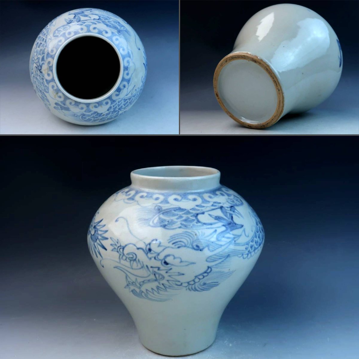 古美術 安南 古染付 花瓶 壷 美術品 陶磁器 花入 古陶磁 茶道具 飾壺 花器-