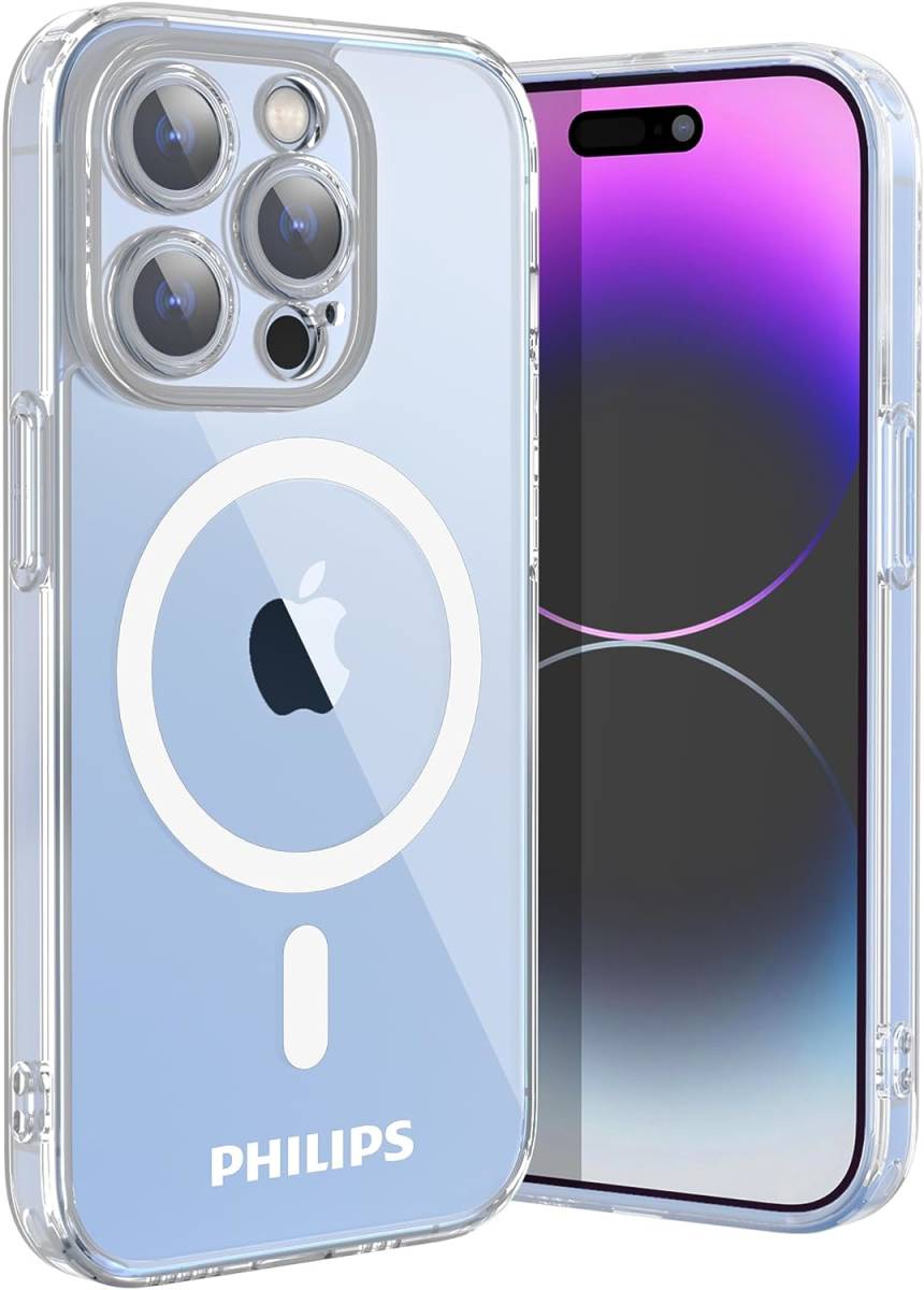Philips（フィリップス）【iPhone14 Pro ケース MagSafe対応】 透明カバー 耐衝撃 ワイヤレス充電対応 6.1インチ専用 クリア DLK6107Tの画像1