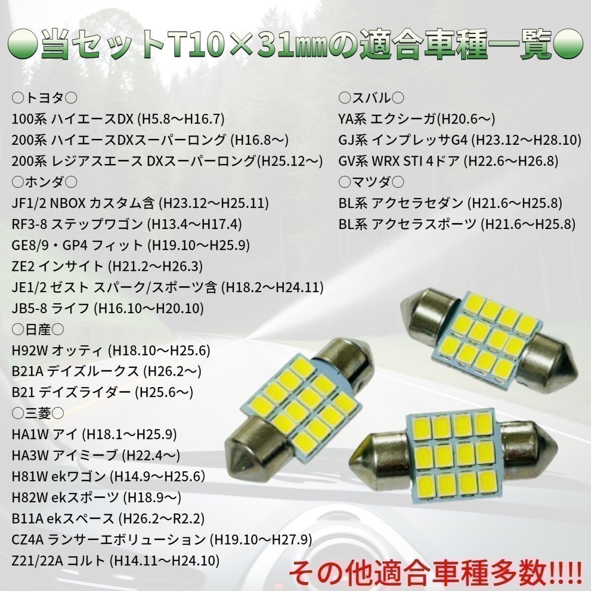 HA1W アイ T10×31㎜ LED ルームランプ 12連 汎用 3個セット ポン付け_画像2