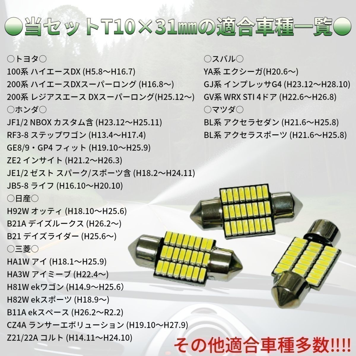 HA1W アイ T10×31㎜ LED ルームランプ 24連 汎用 3個セット ポン付け