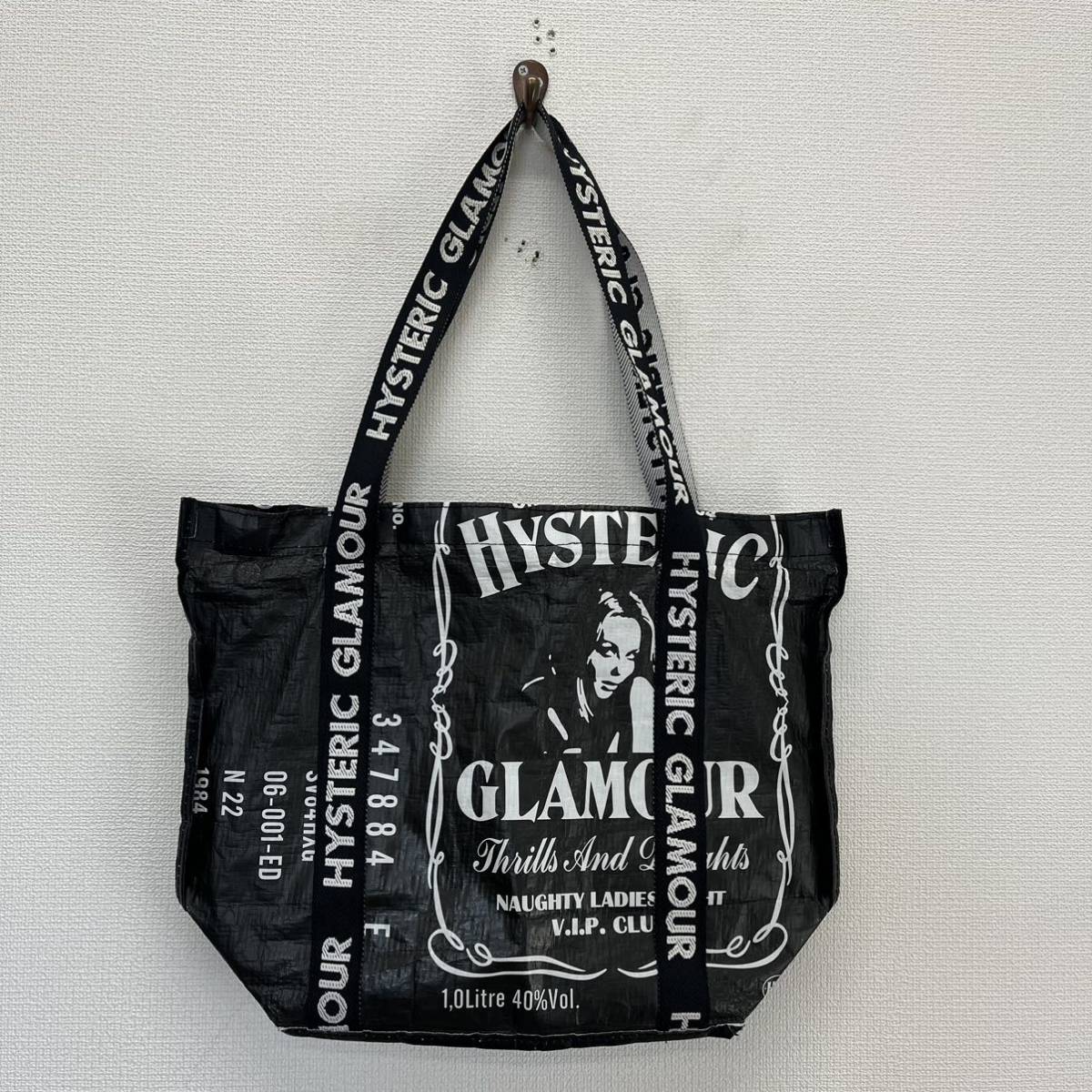 HYSTERIC GLAMOUR ヒステリックグラマー WHISKY トート ペーパーバッグ エコバッグ 総柄 ロゴ ラベルガール 10108990