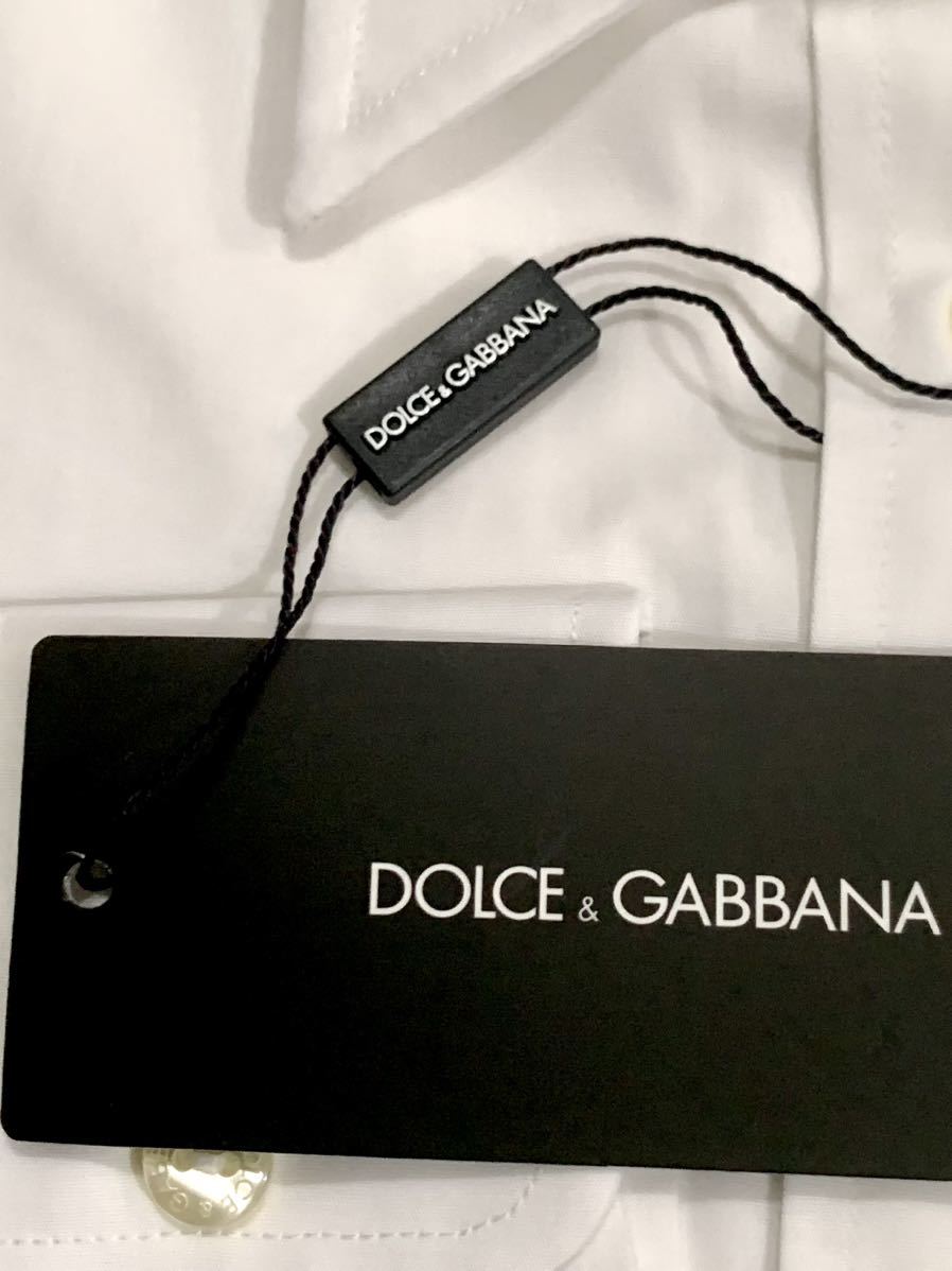 ★新品タグ付き!◆送料無料!◆定価4.9万◆DOLCE&GABBANA ドルチェ&ガッバーナ 長袖 定番 白シャツ M~L相当★綿より上質コットン100%素材