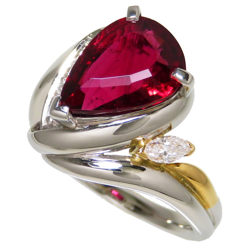 11号 レッドトルマリン/ルベライト 3.45ct ダイヤモンド 計0.18ct