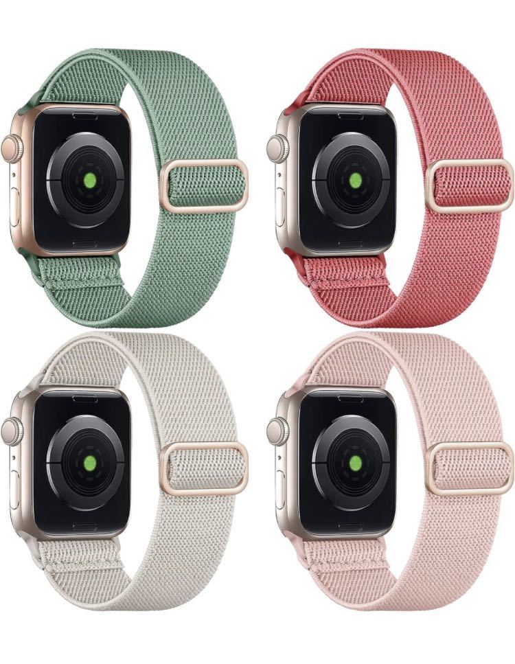 Apple Watch バンド ナイロン製 49mm 45mm 44mm 42mm アップルウォッチ バンド 柔らかい 通気性 軽量 男女兼用　4本セット_画像1
