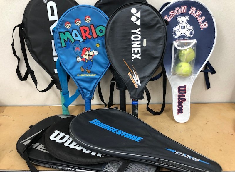 現状品 軟式 テニスラケット まとめ売り 9本 YONEX wilson HEAD DUNLOP 他 230510sk040066_画像1