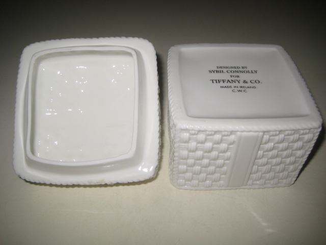 TIFFANY&CO. Tiffany si Bill kono Lee белый лента box (L) Large размер керамика редкость!