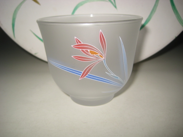 香蘭社 蘭 グラス 5客 セット　5色 スリガラス　茶 デザート 多様 カップ　箱付_画像5