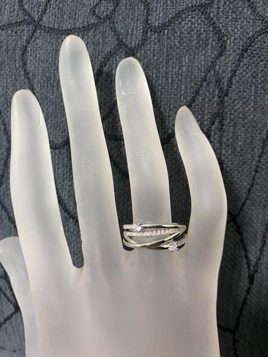 （1122）14号　天使のランダムクリスタル　太リング　爪留め指輪　スワロフスキー製クリスタル使用