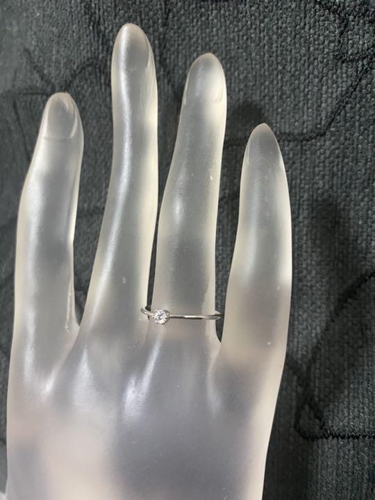 （1185）12号 シルバー可憐な極細1粒エンゲージリング　高価な爪留め　指輪　スワロフスキー製クリスタル使用