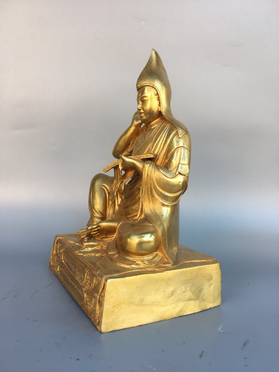 ◇古寳堂◇清 銅製 塗金 宗喀巴像 仏教古美術 供養品 極細工 古置物 古