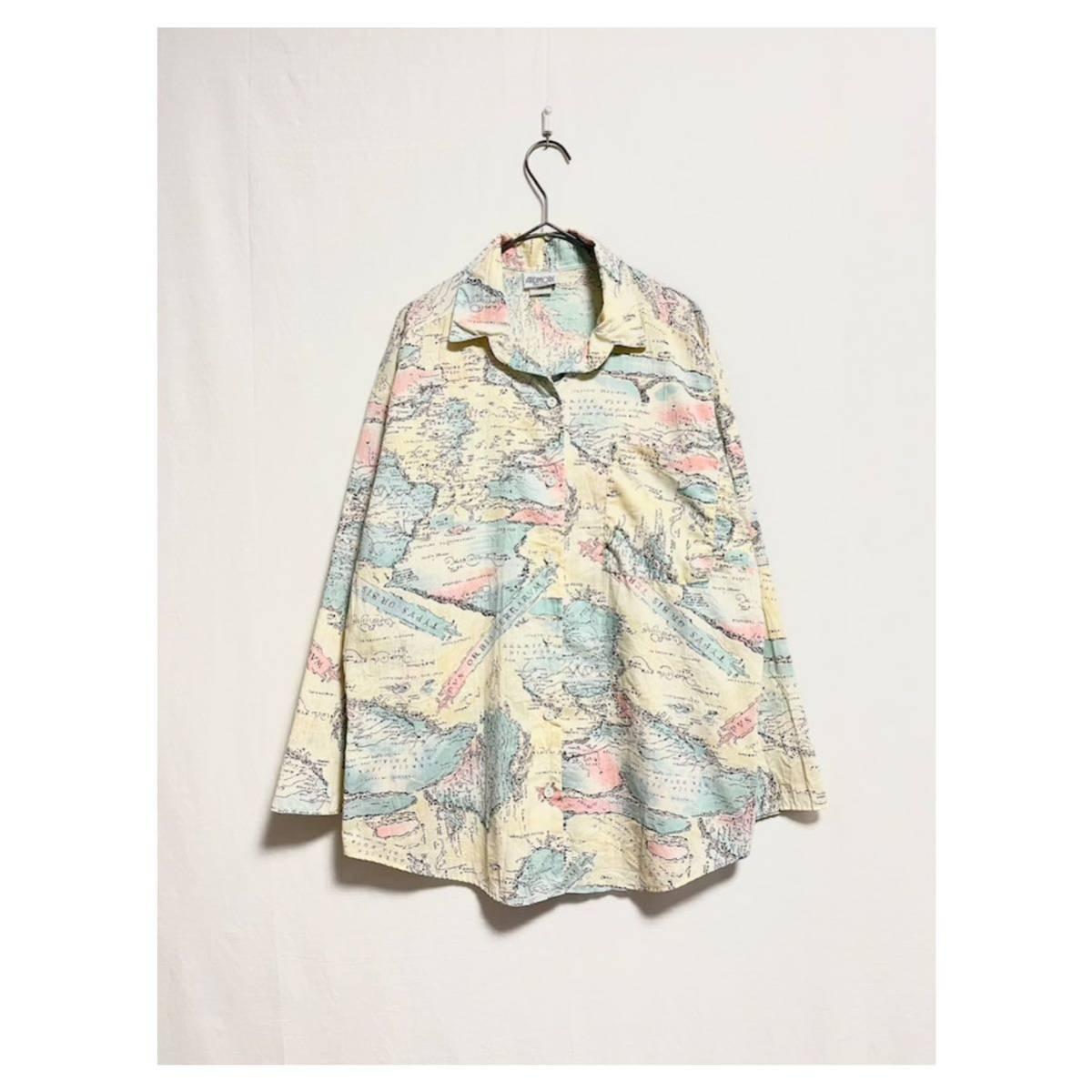 【希少◎】1980〜90's made in usa ARDMORE pattern design shirt 総柄シャツ パジャマシャツ_画像2