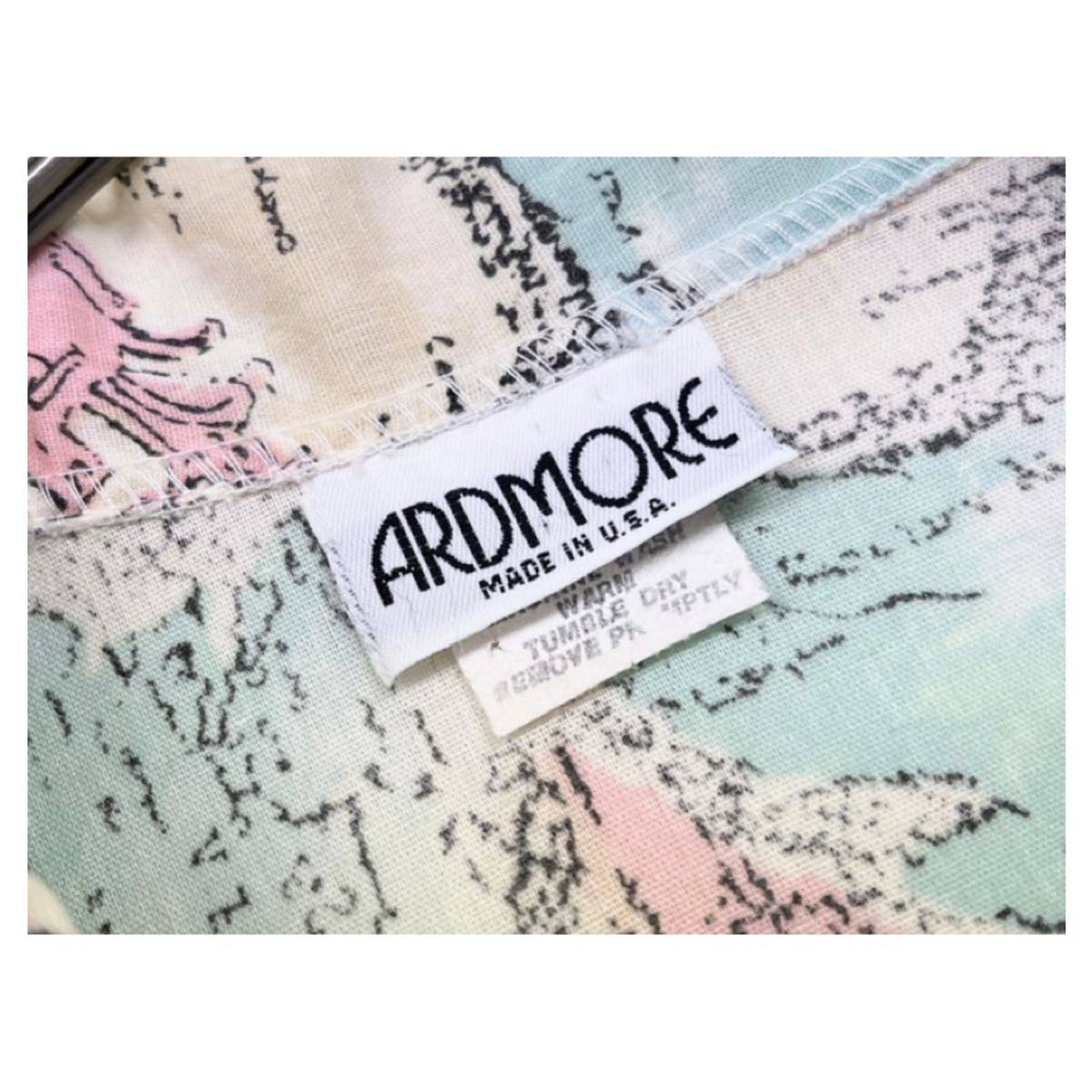 【希少◎】1980〜90's made in usa ARDMORE pattern design shirt 総柄シャツ パジャマシャツ_画像9