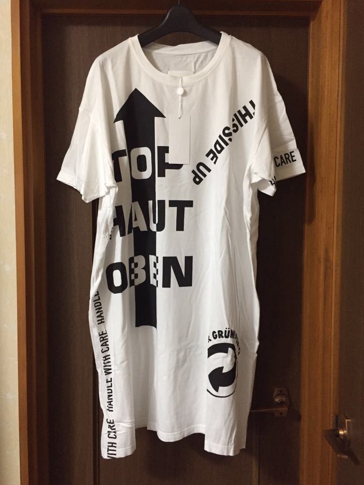 S新品 メゾンマルジェラ オーバーサイズ Tシャツ ワンピース 半袖 カットソー 白タグ 19SS S 38 Maison Margiela 1  レディース ホワイト