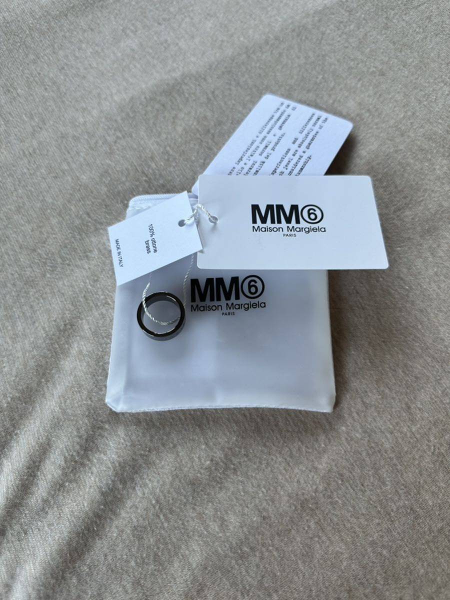 3新品 メゾンマルジェラ MM6 ブランドロゴ リング ダークシルバー 指輪 23SS size 3 10号 Maison Margiela 6レディース 真鍮 アクセサリー