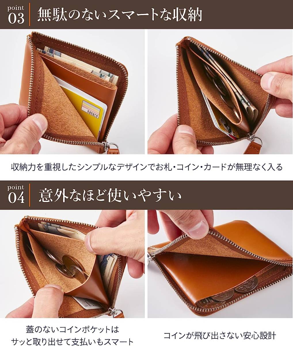 シンプルデザイン小銭入れ コインケース ミニ財布 ウォレット オレンジ プレゼント 大容量 メンズ レディース お洒落 高級 本革 財布