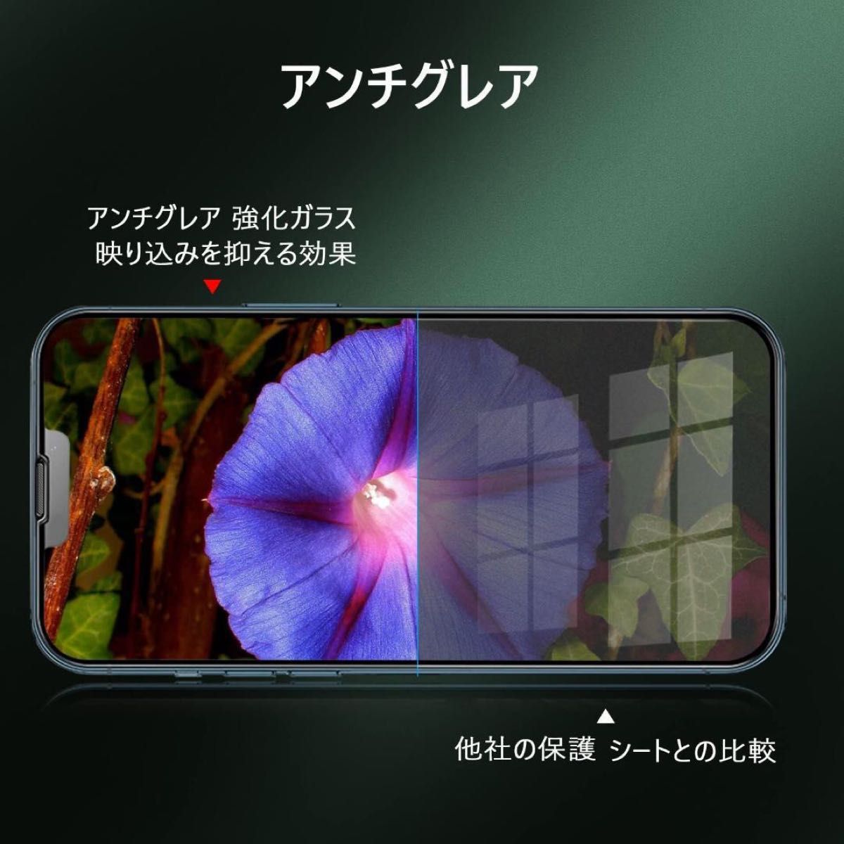 iPhone 14ProMax アンチグレア ＆ ブルーライトカット グリーンディスプレイ  強化ガラス 14 Pro Max