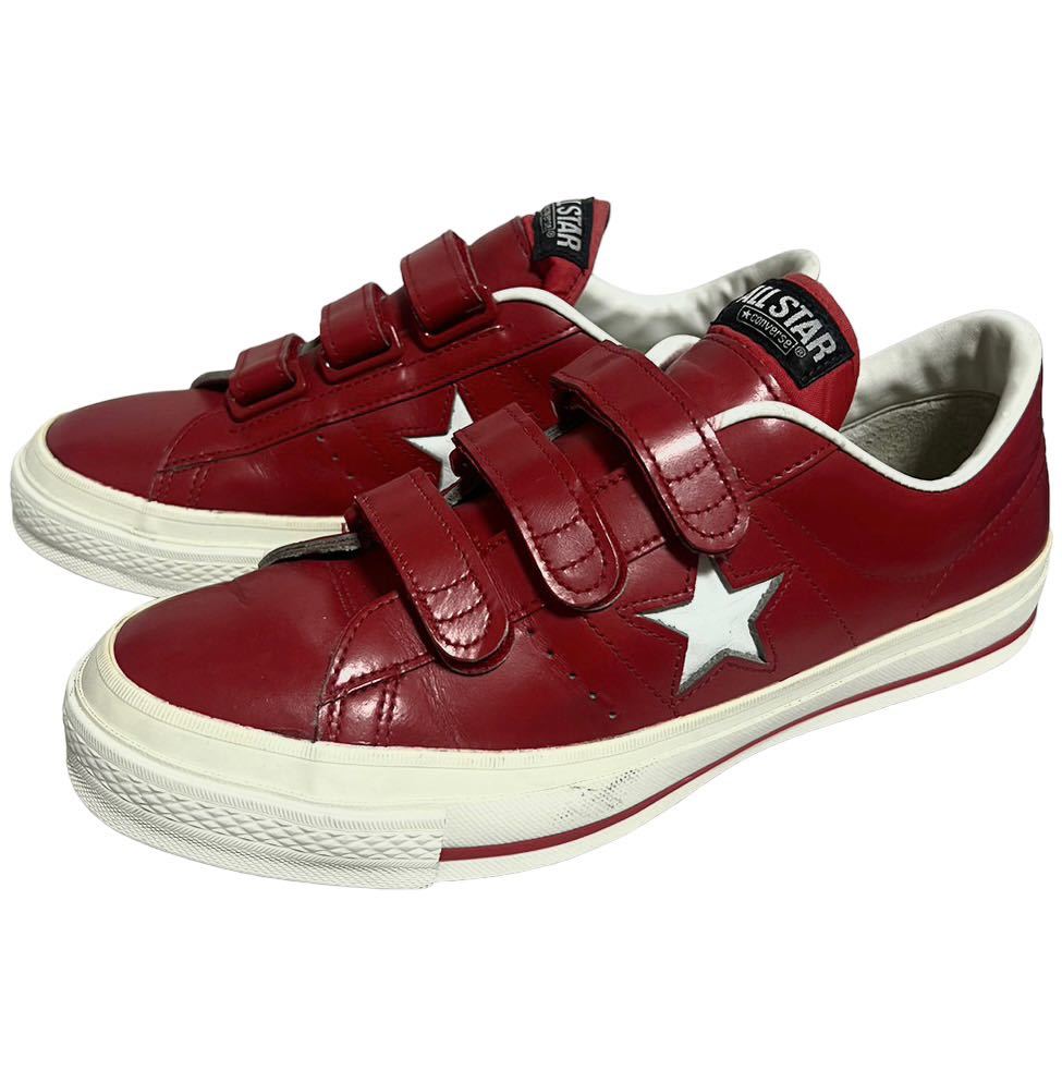 美品 日本製 CONVERSE ONE STAR V3 コンバース ワンスター ベルクロ 赤/白 US9.5 28㎝