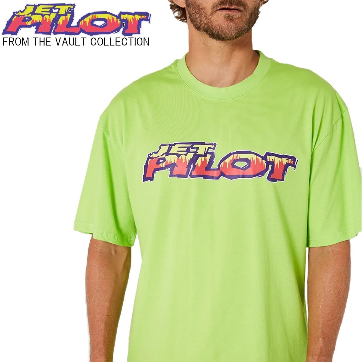 ジェットパイロット JETPILOT ビンテージ 2024 Tシャツ 送料無料 カラー ビジョン Tシャツ S23500 ネオンライム L_画像1