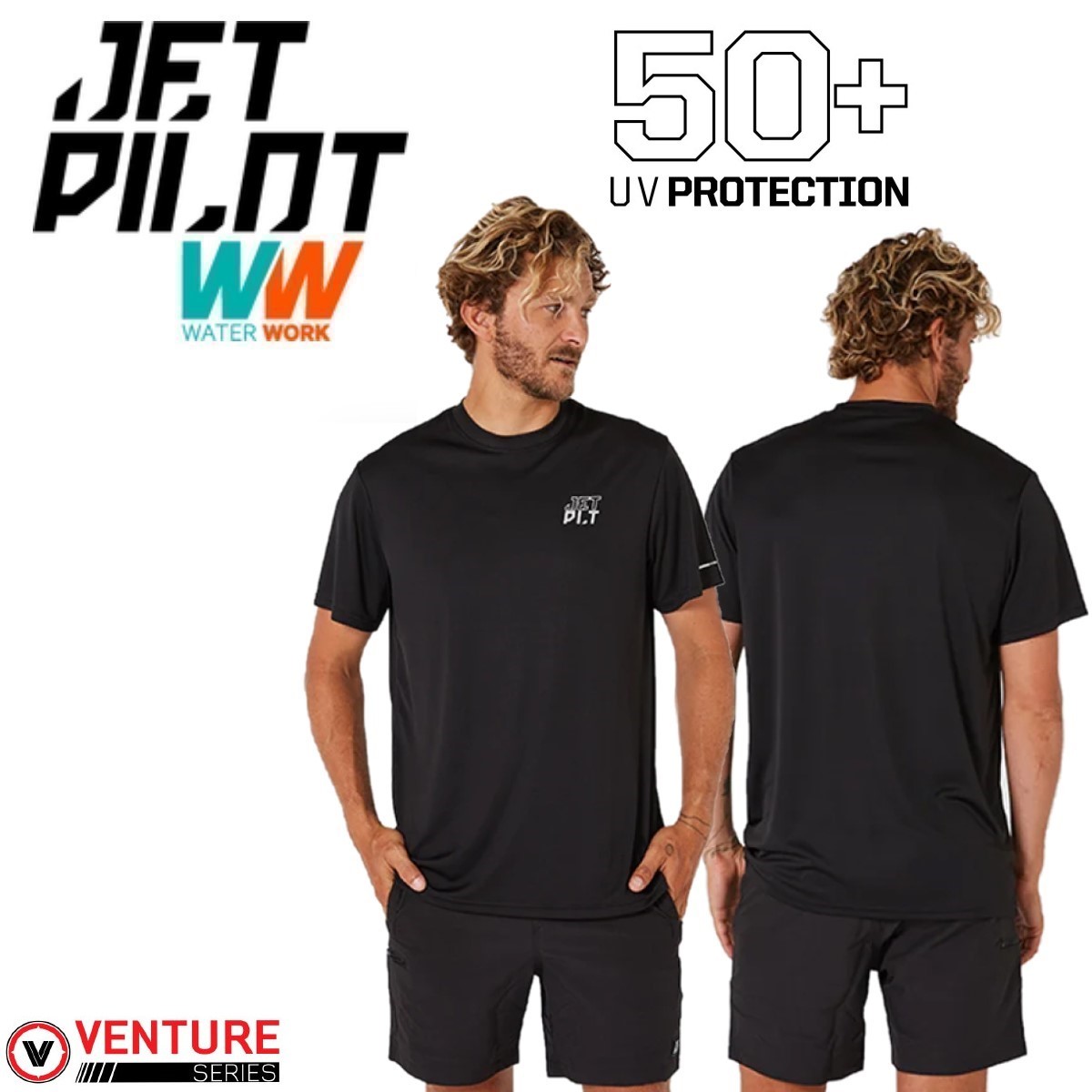 ジェットパイロット JETPILOT 2024 Tシャツ メンズ 速乾 送料無料 ベンチャー SS ハイドロ Tシャツ S23184 ブラック XL