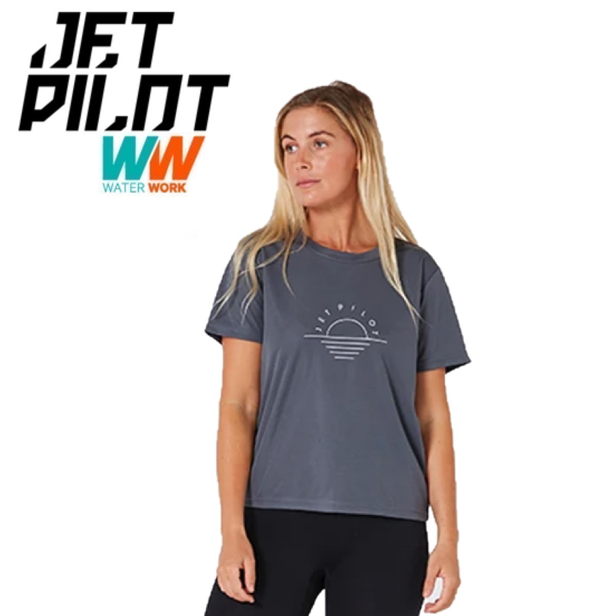 ジェットパイロット JETPILOT 2024 レディース Tシャツ 速乾 送料無料 ペーサー ハイドロ Tシャツ S23012 チャコール 10/M
