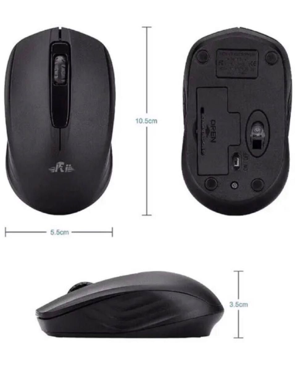 マウスワイヤレス小型無線　電池式 2.4GHz 1000DPI USBレシーバ