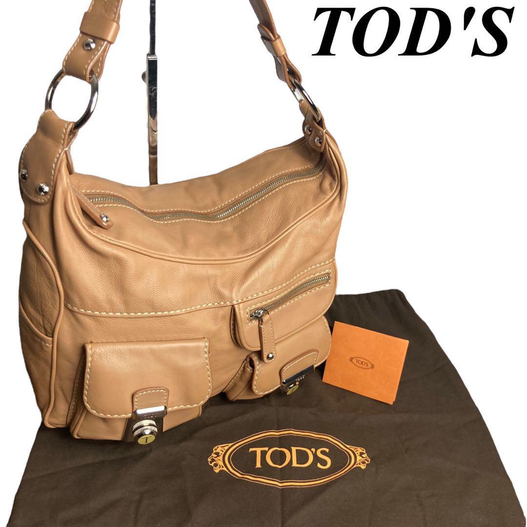 注目 【美品】TOD's トッズ ハンドバッグ ロゴ 金具 A4 かばん、バッグ