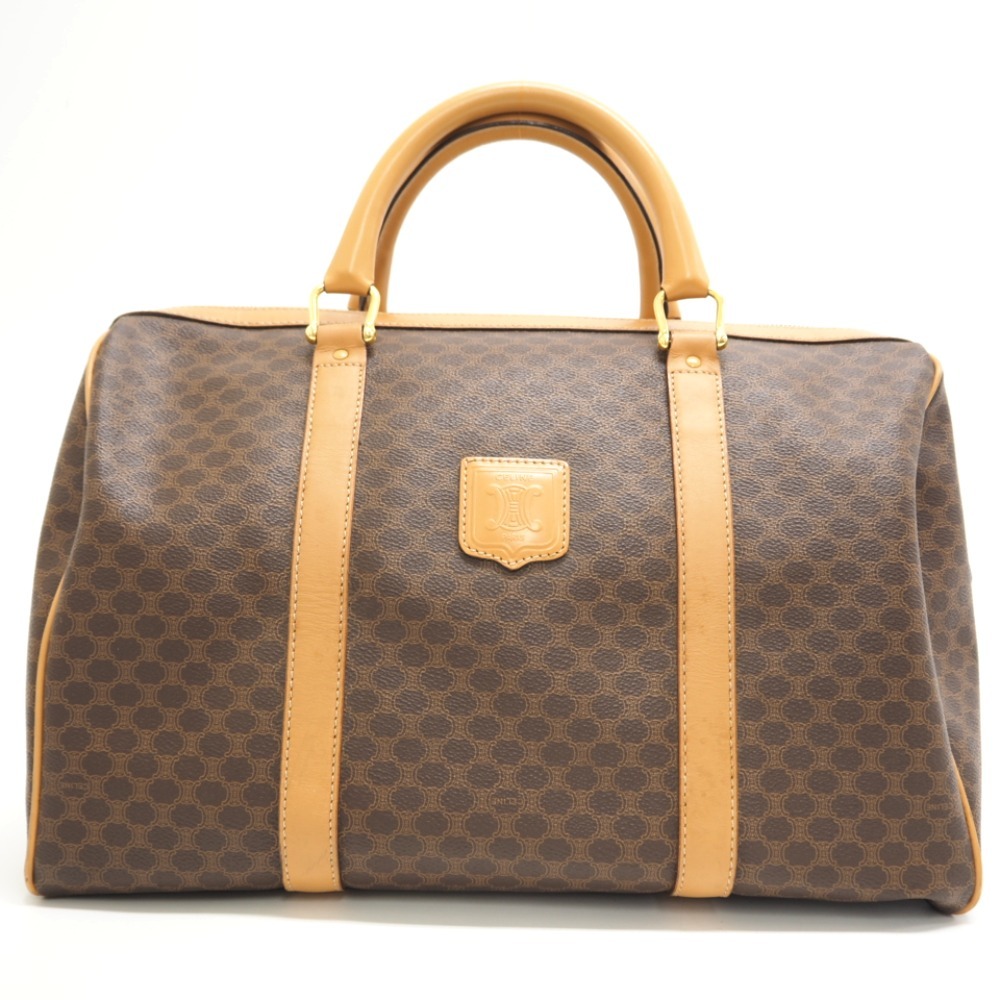 CELINE/セリーヌ マカダム柄 ボストンバッグ ブラウン ユニセックス