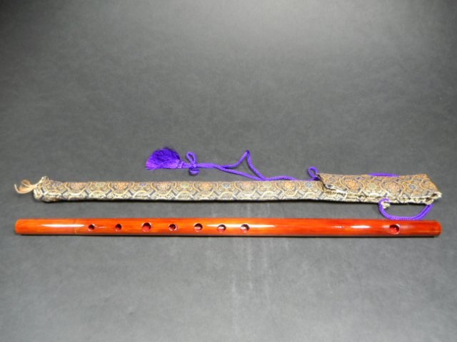 横笛篠笛龍笛木管楽器全長約49.3cm 袋付き和楽器雅楽器時代O-280