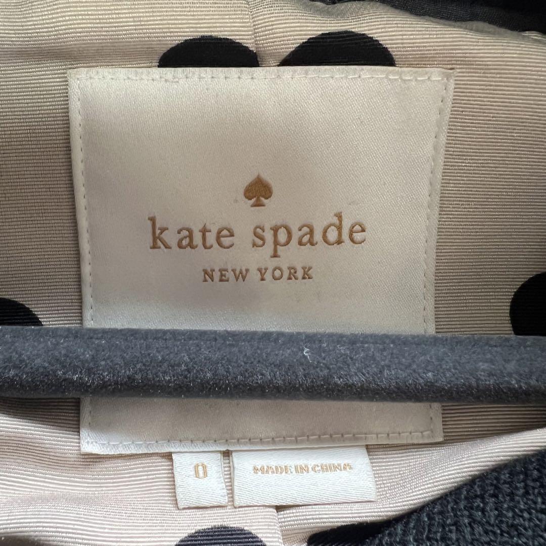 【良品】kate spade ロングコート ブラック リボン ドット 0 S ケイトスペード 黒 水玉_画像8