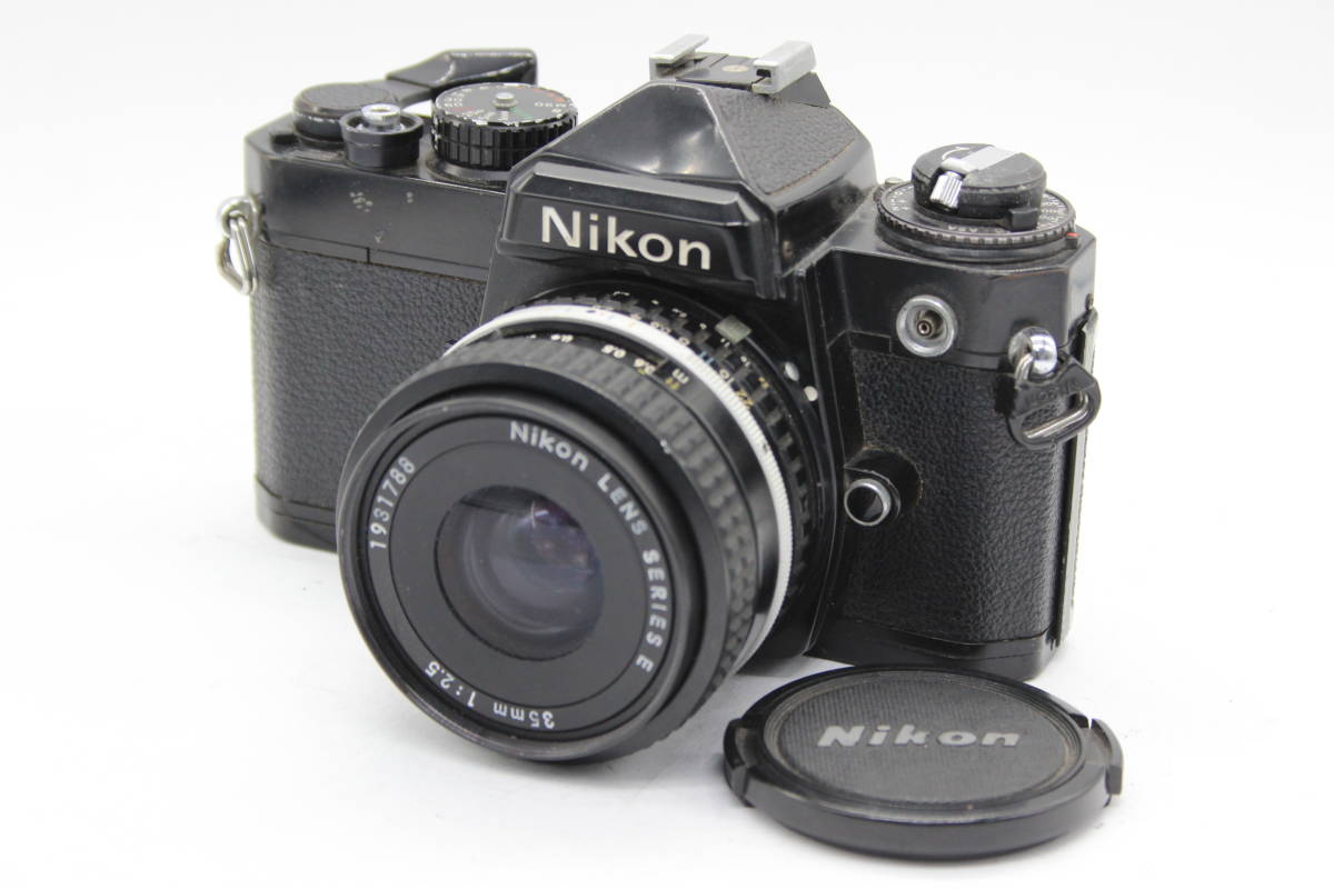 【訳あり品】 ニコン Nikon FE ブラックボディ Series E 35mm F2.5 ボディレンズセット C9764