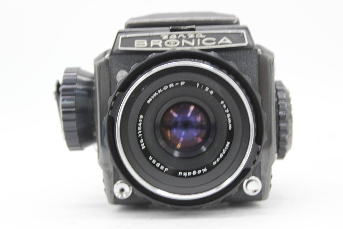 【返品保証】 ゼンザブロニカ S2 後期型 NIKKOR-P 75mm F2.8 プリズム チムニーファインダー 6×4.5 フィルムバック付き 中判カメラ C9853_画像3