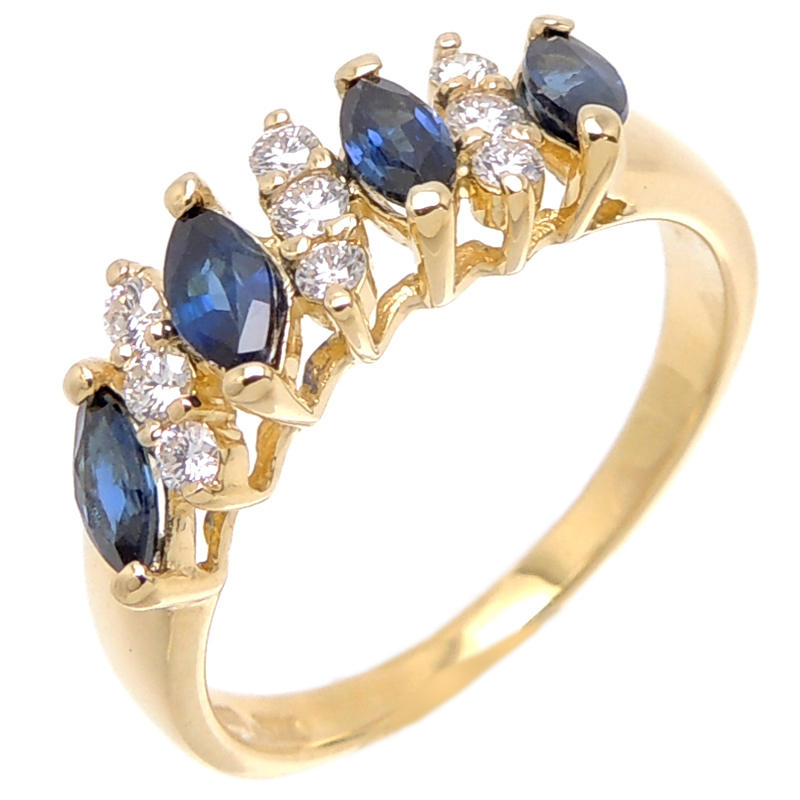 ［飯能本店］Queen クイーン サファイア ダイヤモンド リング・指輪 750イエローゴールド 13号 レディース DH76261
