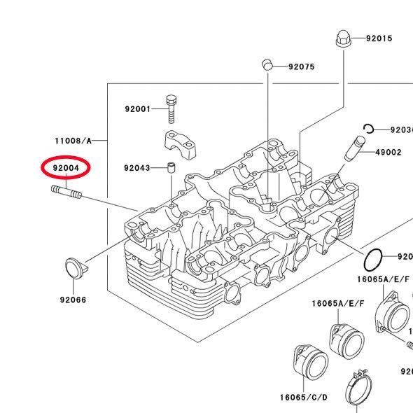 在庫あり 即納 ゼファー 400 C1-C7 マフラー スタッド ボルト 1台分 8本 セット フランジ エキゾースト ZR400C カワサキ 純正部品