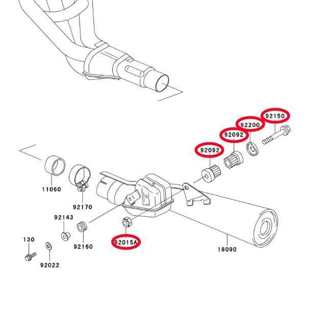 在庫あり 即納 ゼファー400 C1-C7 マフラー 取り付け ブッシュ セット ボルト ダンパー ブッシュ カラー ステッププレート カワサキ 純正_画像2