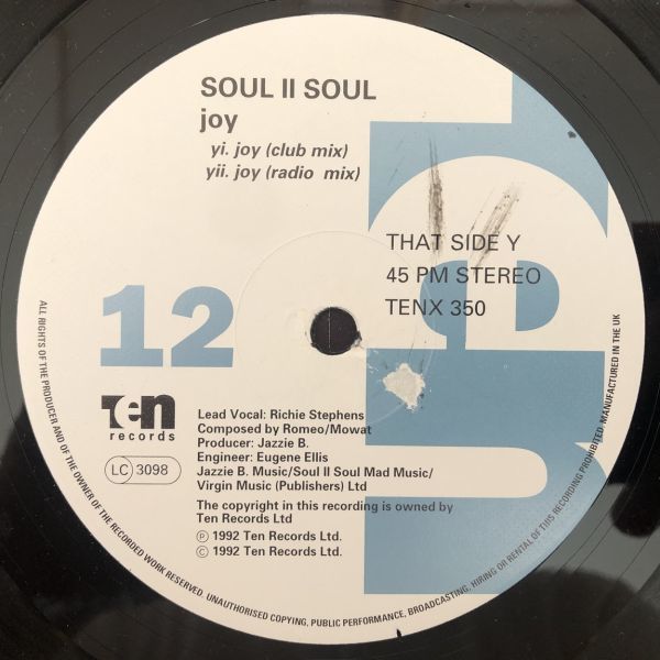 ◆Soul Ⅱ Soul/JOY【1992/UK盤/12inch】_画像4