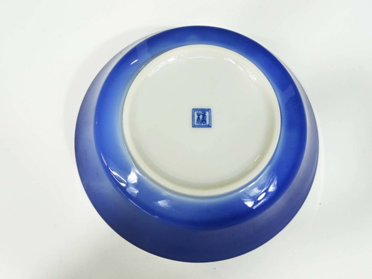 ◆(TH) 創作陶器 たち吉 中深皿 まとめて 12個セット フルーツ柄 みかん ぶどう ザクロ りんご 青色 食器 キッチン雑貨の画像6
