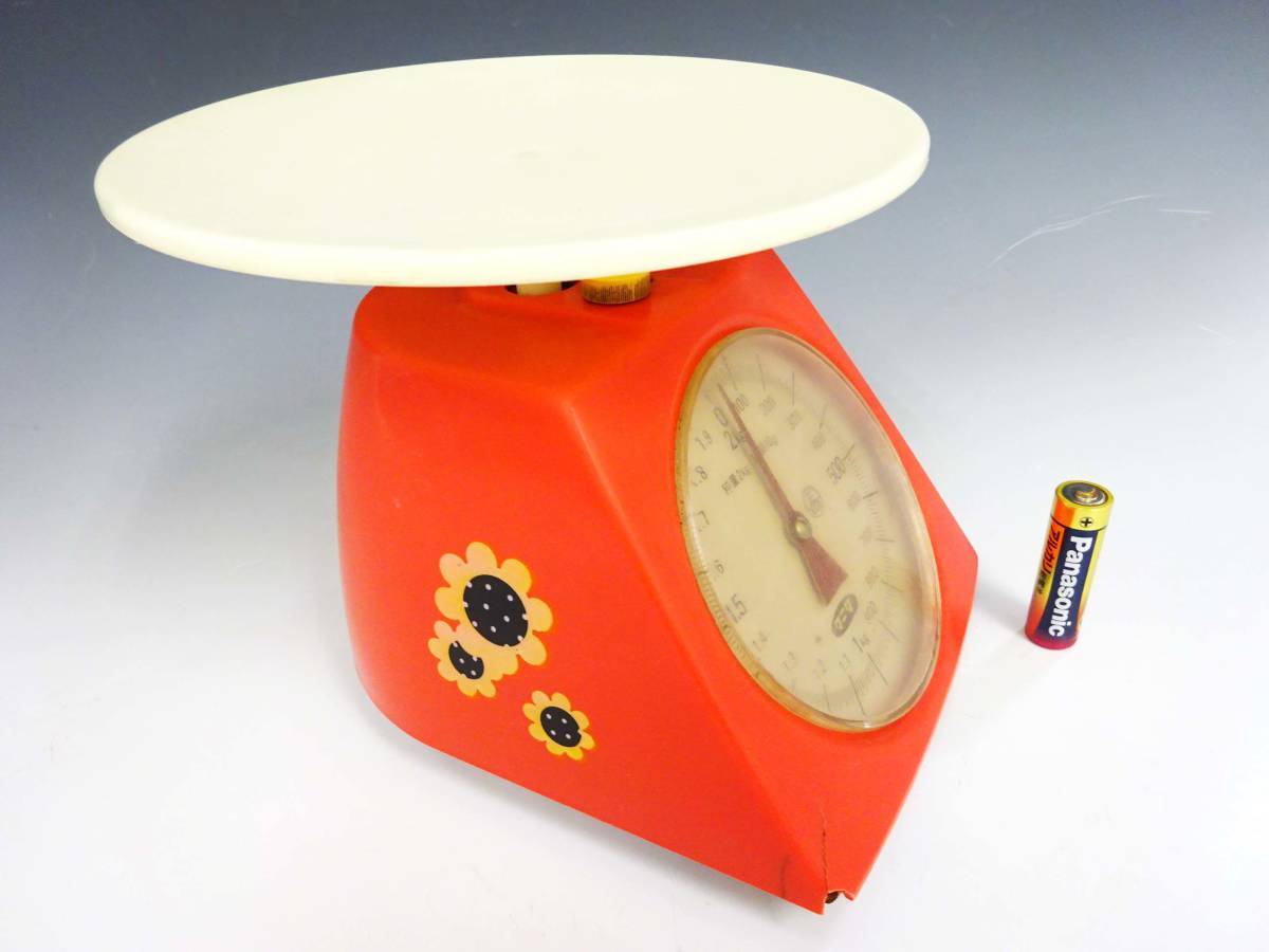 *(NA) Showa Retro pop . floral print tanita kitchen scale 2Kg measuring total . amount . orange kitchen miscellaneous goods vitamin color present condition goods that time thing 