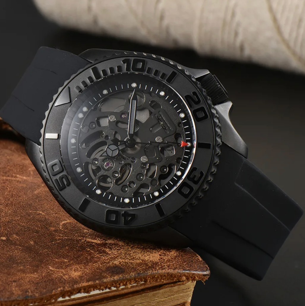 NH72 A MOD 高品質 自動巻 腕時計 スケルトン ブラック ステンレス 高級腕時計 日本未発売 ダイバーズウォッチ_画像5