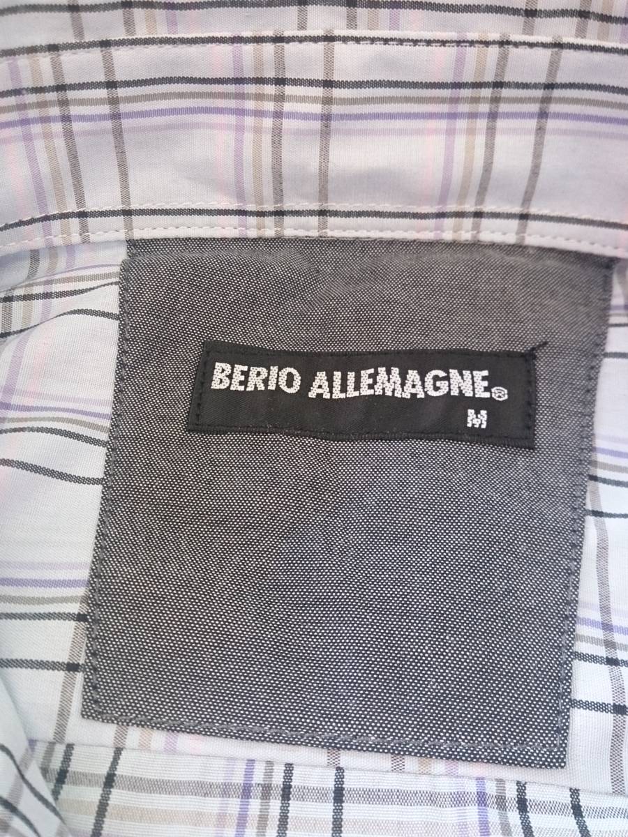 BERIO ALLEMAGNE べリオアルマーニュ　半袖シャツ　水色 / チェック柄　Mサイズ　メンズ　02_画像3